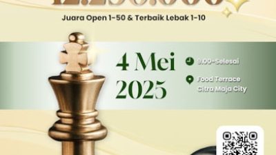 Turnamen Catur Terbuka Citra Maja City 2025 Siap Digelar, Total Hadiah Capai Rp12,25 Juta, Buruan Daftar! 