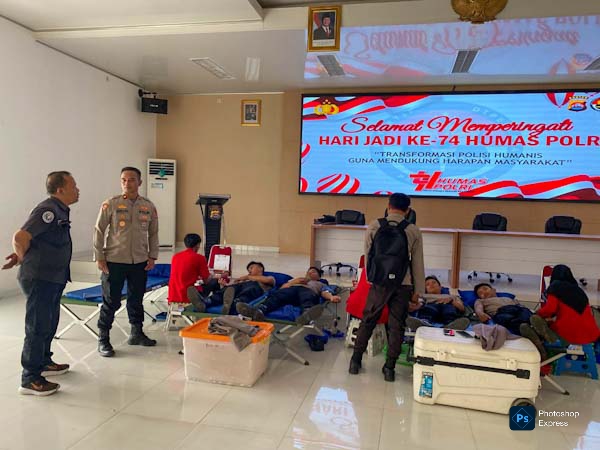 Polres Lebak dan PMI Gelar Donor Darah Rayakan HUT Humas Polri ke-74